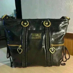 Coach “Daisy” Liquid Gloss Black Patent Leather Bag